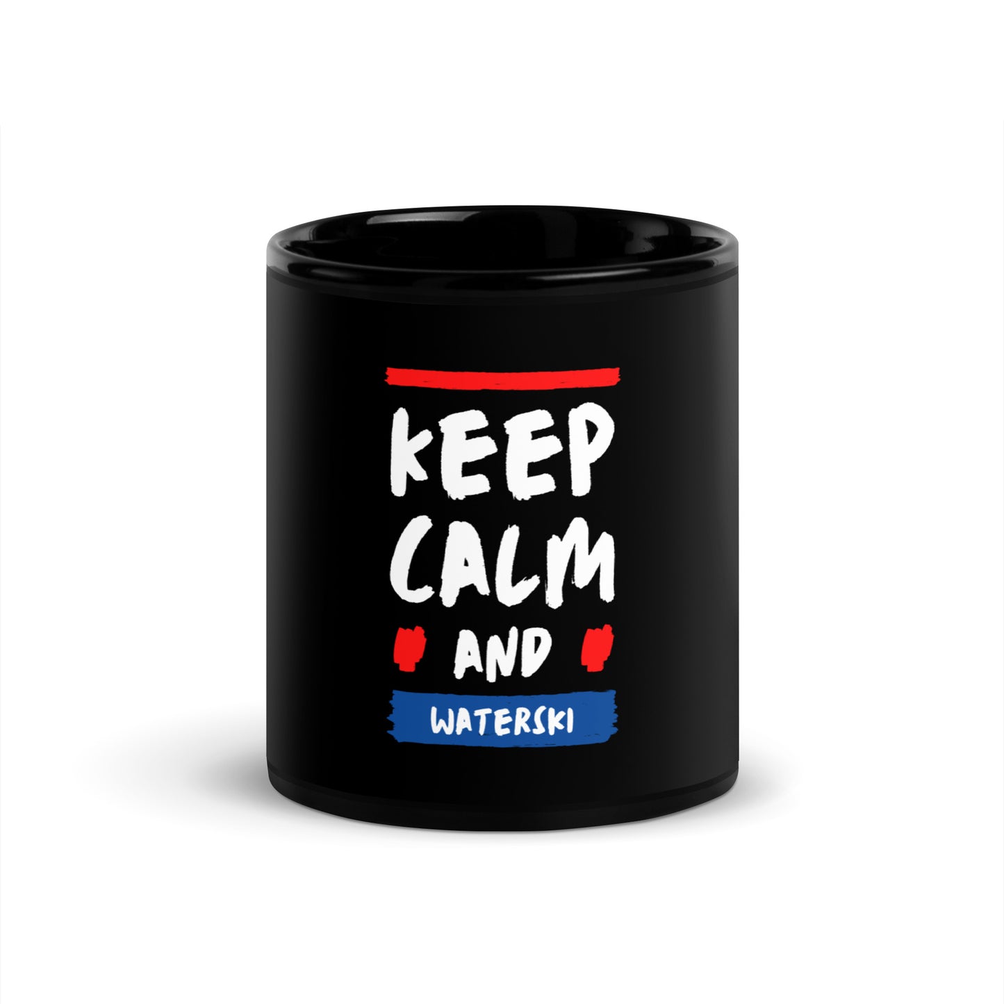 Keep Calm and Waterski - Black Glossy Mug