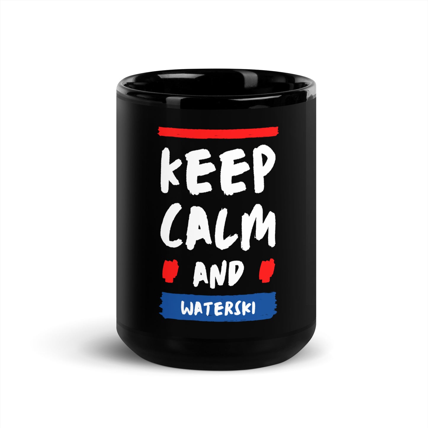 Keep Calm and Waterski - Black Glossy Mug