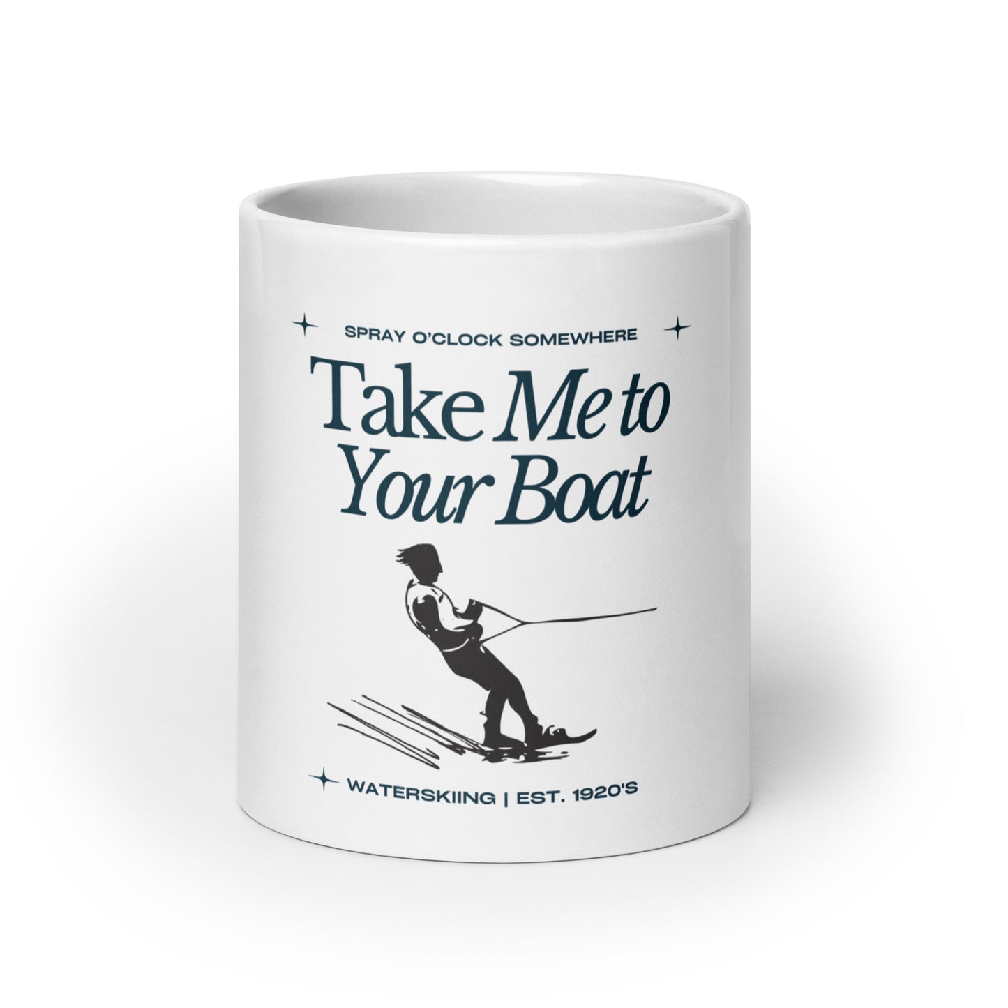 Take Me To Your Boat - White glossy mug