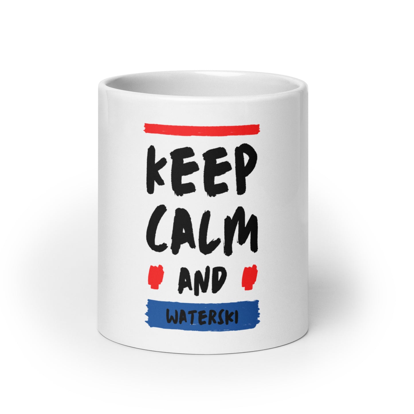 Keep Calm and Waterski - White glossy mug